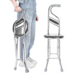 Canne de marche pliant - zerodis - lc044 - acier inoxydable - antidrapant - confort ponge