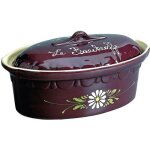 Siegfried - terrine - 37. 5 cm - capacit 4 l - aubergine / fleurs blanches - baeckeoffe n6