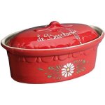 Siegfried - terrine - 37. 5 cm - capacit 4 l - rouge / fleurs blanches - baeckeoffe n6