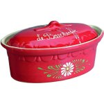 Siegfried - terrine - 41. 5 cm + - capacit 5 l - rouge / fleurs blanches - baeckeoffe n7