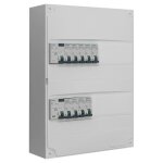 Tableau 2 rang�es pr� - �quip� 1 interdiff 63a + 1 interdiff 40a + 9 disjoncteurs