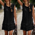 Simpvale robe femme noir courte en dentelle noir
