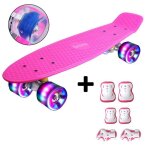 Sinbide rose skateboard enfant & ados planche  roulettes - panneau rtro avec roues lumineuses led