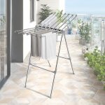 Sinbide s�choir � linge en acier inox �tendoir pliable ailes grande surface detendage stable avec clips ...
