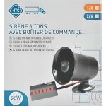 Sir�ne 6 tons - htc equipement - 12v - puissance 20w - t�l�commande - noir