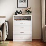 Sirhona commode verticale led - 4 tiroirs - blanche brillante - w 60 x d 40 x h 83 cm
