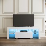 Sirhona meuble tv bas blanc banc tv de salon avec lumire led 130x35x45 cm armoire de base