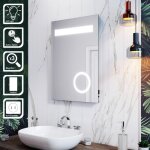 Sirhona miroir de salle de bain 70 x 50 cm Éclairage led miroir avec loupe 3x et prise pour rasoir électrique ... Sirhona miroir de salle de bain 70 x 50 cm Éclairage led miroir avec loupe 3x et prise pour rasoir électrique ...