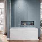 Sirhona pare - baignoire coulissante porte de douche pare baignoire 2 volets 100x130cm
