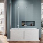 Sirhona pare baignoire coulissante 3 volets crans de baignoire porte de douche 130x130cm