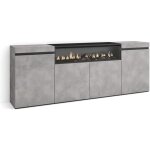 Buffet bahut enfilade 200x35x75cm meuble de s�jour 1feu �lectrique ciment rf2286