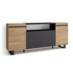 Buffet bahut enfilade meuble de sjour 200x35x87cm meuble de sjour couleur chne et noir rf2289