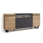 Buffet bahut enfilade 200x35x87cm meuble de séjour 1feu électrique chêne et noir rf2291 Buffet bahut enfilade 200x35x87cm meuble de séjour 1feu électrique chêne et noir rf2291