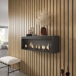 Chemine lectrique led encastrable effet flamme 107x38x25cm salon - salle  manger noirs rf2332