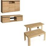 Ensemble naturale salle � manger meubles de salle � manger buffet - meuble tv 140cm - table extensible ...