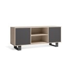 Meuble tv 140 salon / salle  manger wind couleur chne - gris anthracite 137x40x57cm rf1005