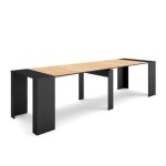 Skraut home - table console extensible - pour 14 personnes - noir et ch�ne - 300 cm