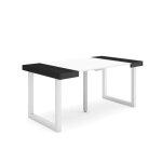 Skraut home - table console extensible - 160 - pieds bois massif - blanc et noir