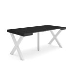 Skraut home - table console extensible - 180 - 8 personnes - pieds bois massif - noir