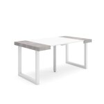 Skraut home - table console extensible - blanc et ciment - pieds bois massif - 160 cm - pour 8 personnes ... Skraut home - table console extensible - blanc et ciment - pieds bois massif - 160 cm - pour 8 personnes ...