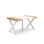 Skraut home - table console extensible - chne et blanc - pour 6 personnes - pieds bois massif