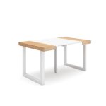 Skraut home - table console extensible - ch�ne et blanc - pieds bois massif - 140 cm - pour 6 personnes ...