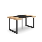 Skraut home - table console extensible - chêne et noir - pour 6 personnes - pieds bois massif Skraut home - table console extensible - chêne et noir - pour 6 personnes - pieds bois massif