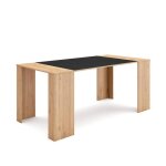 Skraut home - table console extensible - chêne et noir - pour 8 personnes - 180 cm Skraut home - table console extensible - chêne et noir - pour 8 personnes - 180 cm
