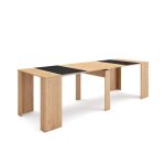 Skraut home - table console extensible - rf2647 - chêne et noir - pour 12 personnes Skraut home - table console extensible - rf2647 - chêne et noir - pour 12 personnes