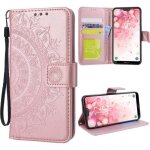 Smartlegend �tui cuir huawei p20 lite coque fleur motif anti choc anti choc rabat protection rose or