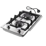 Plaque de cuisson au gaz inox - 4200w - 2 feux - gaz naturel / gpl - plaque gaz inox 30cm - encastrable ...