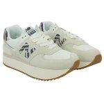Sneaker 574 panna e animalier con platform - new balance - femme - plateau - beige - lacets - textile ...