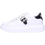 Sneakers blanches pour femme karl lagerfeld kl62530 - lacets - plat - synthtique
