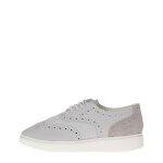 Sneakers femme geox lt grey - lacets - plat - textile