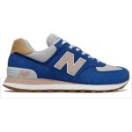 Sneakers femme - new balance - 574 - cuir - bleu - lacets - adulte