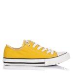 Sneakers femme victoria en toile - jaune / blanc - basses - lacets - plat