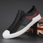 Sneakers homme similicuir fermeture �clair casual a�r� basse mode - noir - blanc - insfity - plat - adulte ...