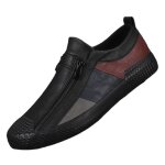 Sneakers homme similicuir fermeture �clair casual a�r� basse mode - noir - insfity - plat - zip