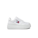 Sneakers plateforme - tommy jeans - femme - blanc - lacets - cuir