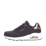 Sneakers - skechers - la peau - femme - plat - lacets - noir