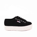 Sneakers - superga - 2790 lettrage 3d - noir - femme - lacets - plateforme