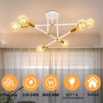 Sno lustre e27 plafonnier industriel blanc or 6 lumi�res moderne plafonnier lustre luminaire en metal ...