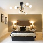 Sno lustre industriel moderne sputnik 6 lumires plafonnier vintage noir cuivre e27 suspension luminaire ...