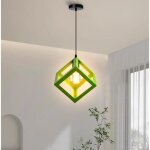 Sno lustre suspension cube �16cm vert lustr industrielle moderne - e27 luminaire vintage suspension de ...