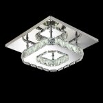 Sno moderne plafonnier led en cristal carr 6500k lumire blanc froid 20 * h8cm - lustre lampe de plafond ...
