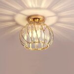 Sno plafonnier en cristal industriel semi - encastr� moderne e27 cristal luminaire plafond en m�tal dor� ...