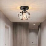 Sno plafonnier en cristal moderne lampe de plafond noir �18cm e27 luminaire lustre en cage semi - encastr� ...