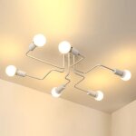 Sno plafonnier industriel 6 - lumires lustre suspension blanc lampe de plafond e27 luminaire vintage ...