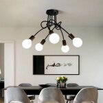 Sno plafonnier moderne  5 lumires lampe de plafond vintage industriel noir en mtal e27 luminaire de ...