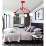 Sno plafonnier vintage lampe de plafond industriel  3 lumires lustre de salon de chambre en mtal rouge ...